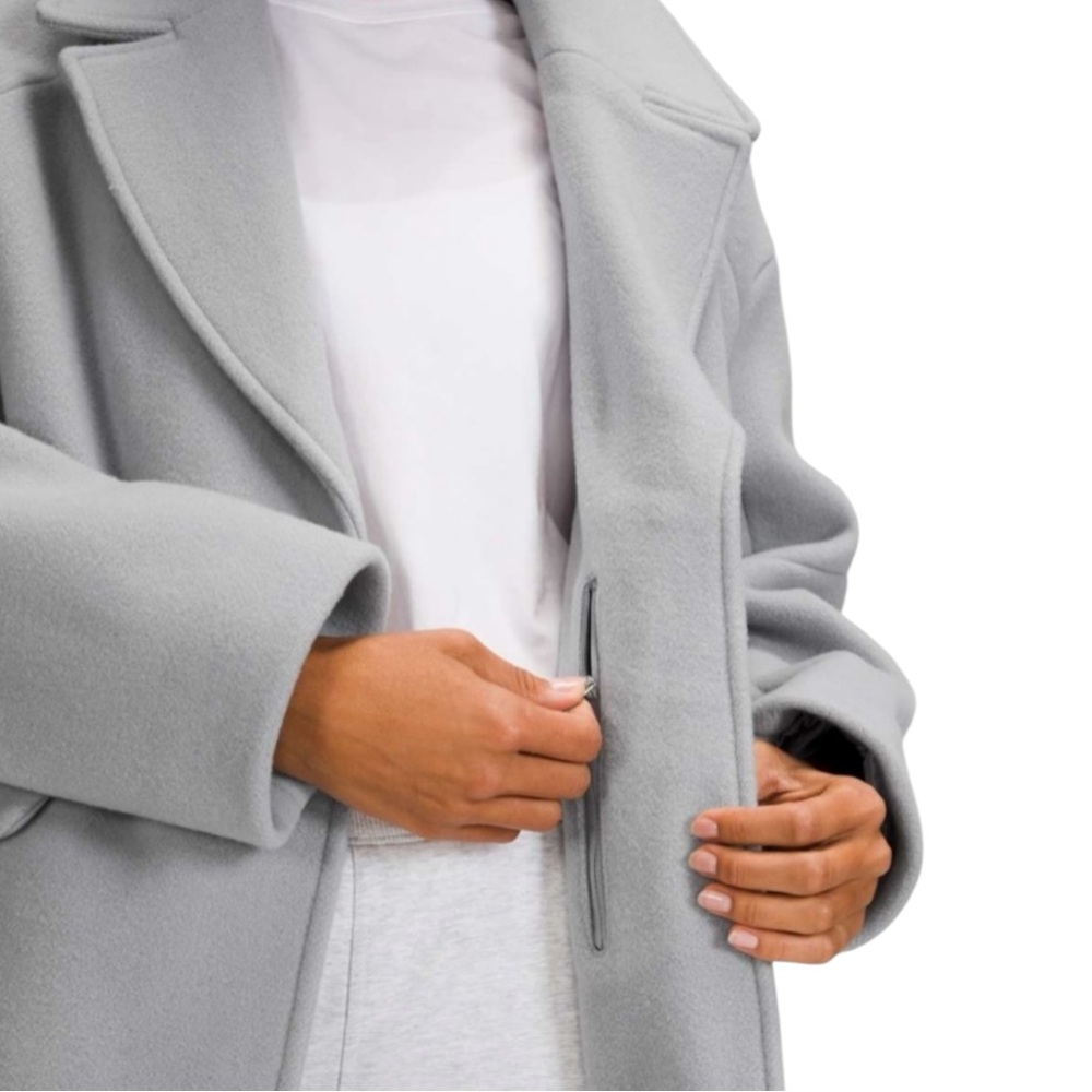 LULULEMON Long Wrap Coat Light Gray Oversized Jacket Size 12 -- GORGEOUS!!! - Picture 5 of 9